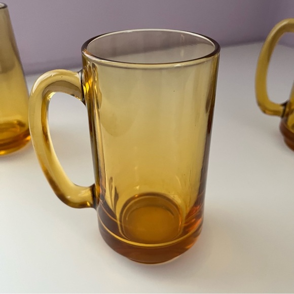 Vintage gorgeous set of glass amber beer mugs— pristine! Father’s Day gift! - Picture 5 of 8
